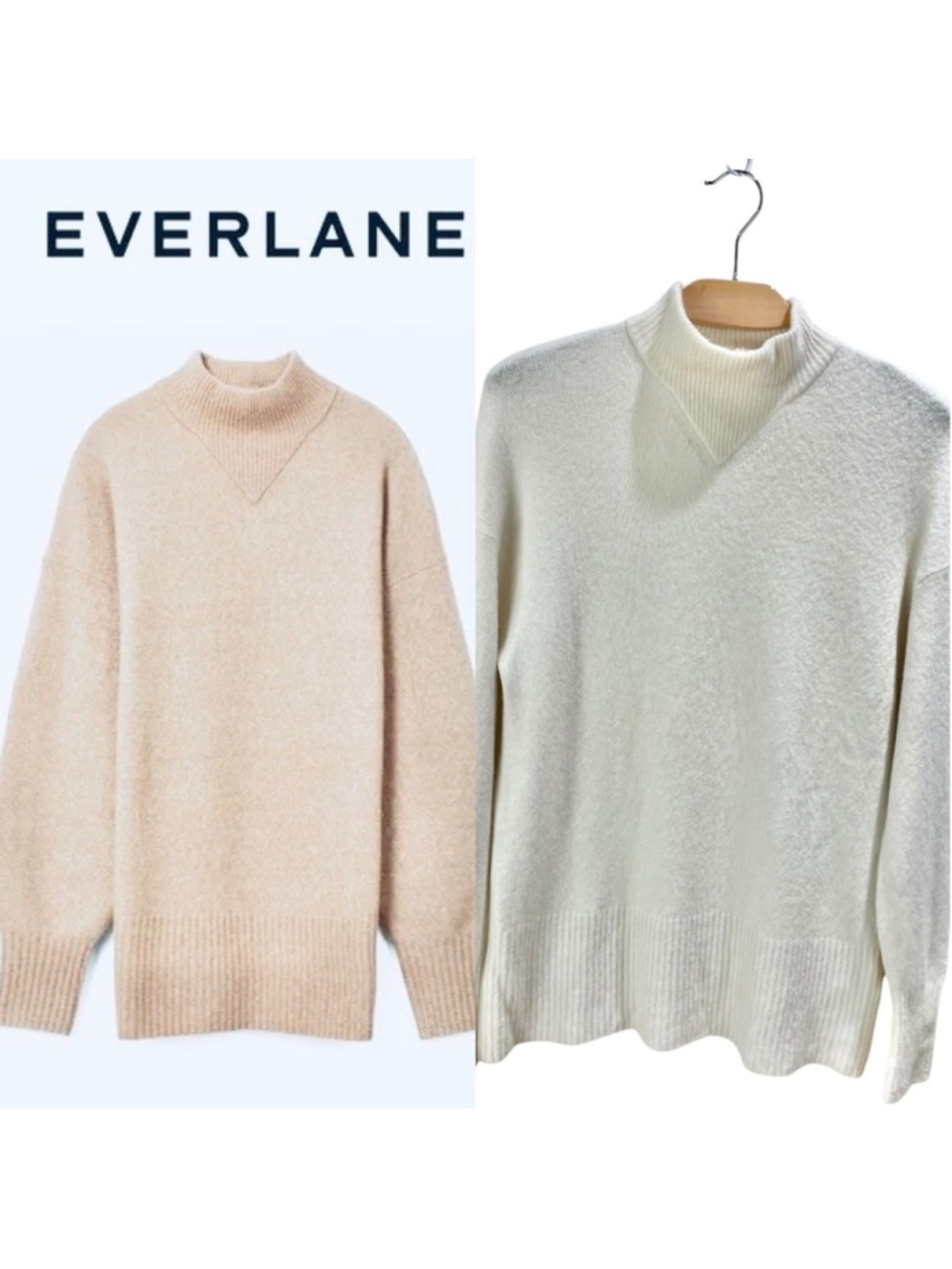 Everlane The Cozy Stretch Pullover Sweater Wool Yak Cream Sweater Size M